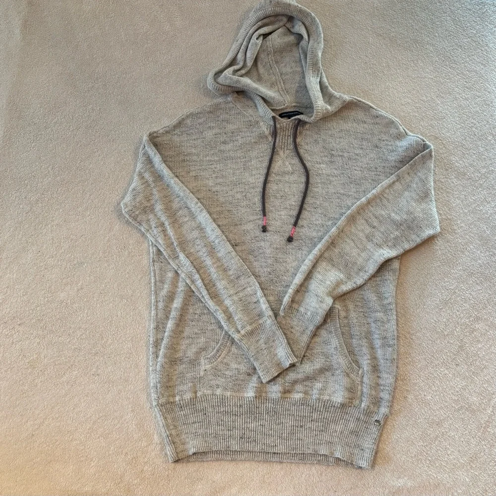 American Eagle women knitted pullover drawstring hoodie long sleeve topSz M gra